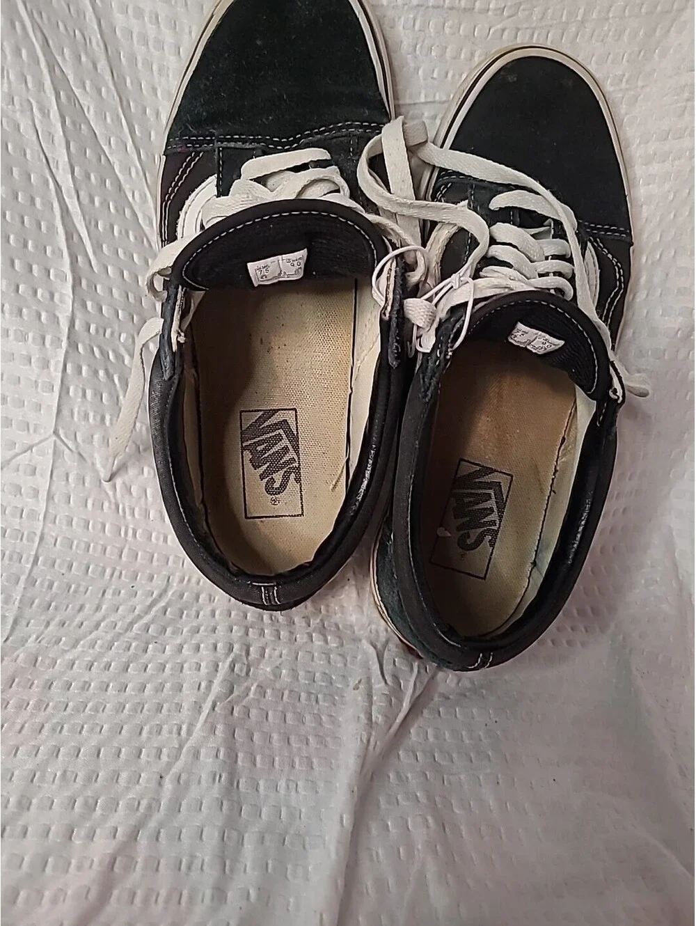 Vans Old Skool Black White Suede Canvas Skate Shoes Mens 7.5 Womens 9